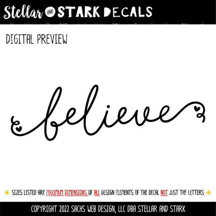 Believe with Hearts Decal/Sticker