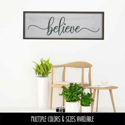 Cursive Believe with Tails Vinyl Decal/Sticker