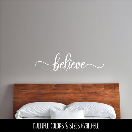 Cursive Believe with Tails Vinyl Decal/Sticker