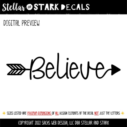 Believe Arrow Vinyl Decal/Sticker