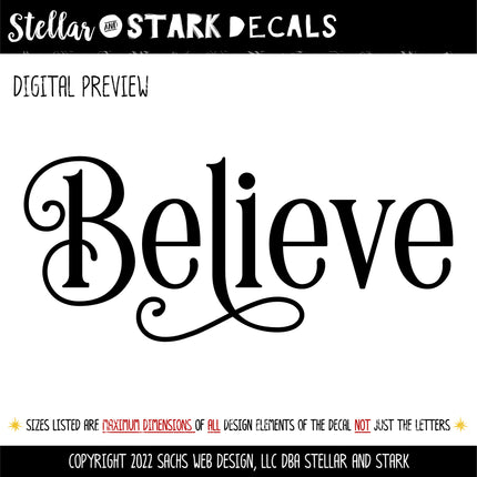 Ornamental Believe Vinyl Decal/Sticker