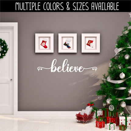 Script Believe with Hearts Vinyl Decal/Sticker