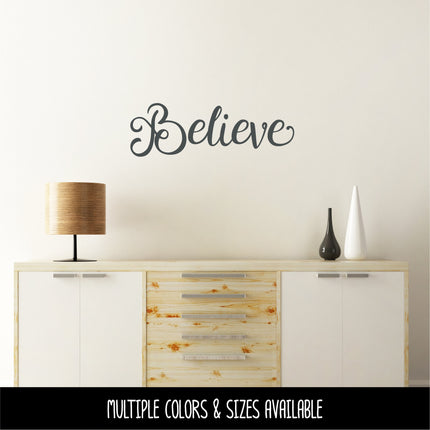 Whimsical Cursive Believe Vinyl Decal/Sticker