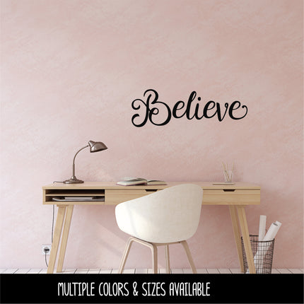 Whimsical Cursive Believe Vinyl Decal/Sticker