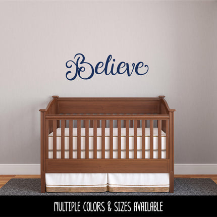 Whimsical Cursive Believe Vinyl Decal/Sticker