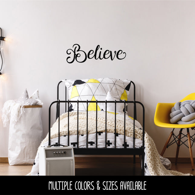 Whimsical Cursive Believe Vinyl Decal/Sticker