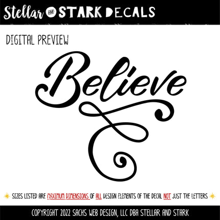 Antique Script Believe Decal/Sticker