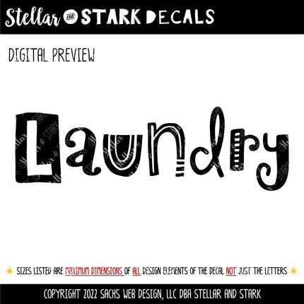 Whimsical Laundry Vinyl Decal/Sticker