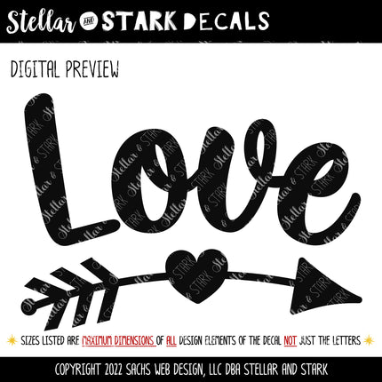 Curved Love Arrow Vinyl Decal/Sticker