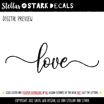 Cursive Love with Tails Vinyl Decal/Sticker