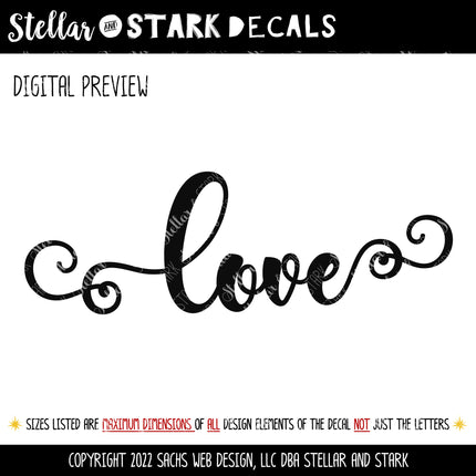 Scroll Cursive Love Vinyl Decal/Sticker