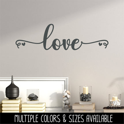 Cursive Love with hearts Vinyl Decal/Sticker