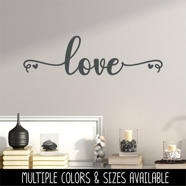 Cursive Love with hearts Vinyl Decal/Sticker
