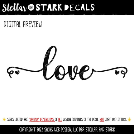 Cursive Love with hearts Vinyl Decal/Sticker
