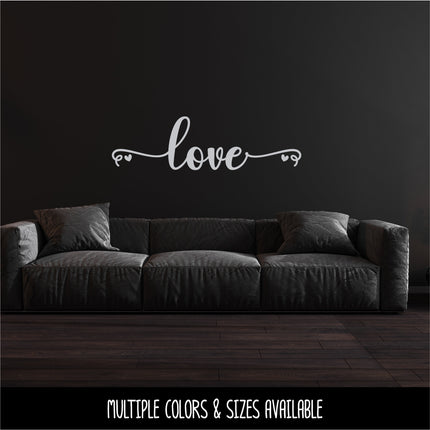 Cursive Love with hearts Vinyl Decal/Sticker