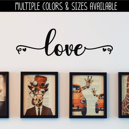 Cursive Love with hearts Vinyl Decal/Sticker