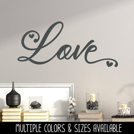 Antique Script Love with Hearts Decal/Sticker