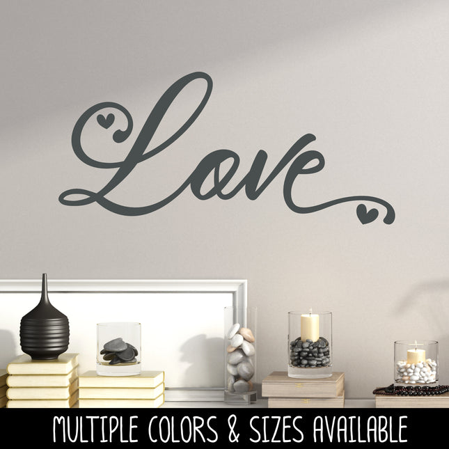 Antique Script Love with Hearts Decal/Sticker