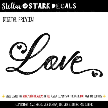 Antique Script Love with Hearts Decal/Sticker