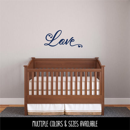 Antique Script Love with Hearts Decal/Sticker