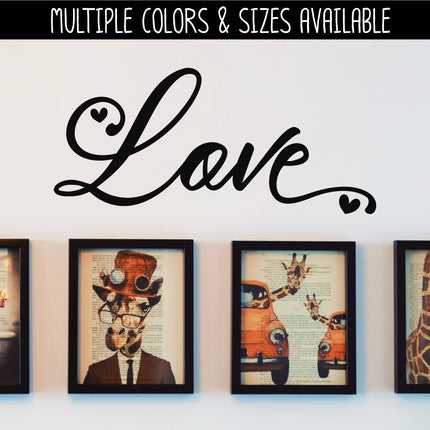 Antique Script Love with Hearts Decal/Sticker