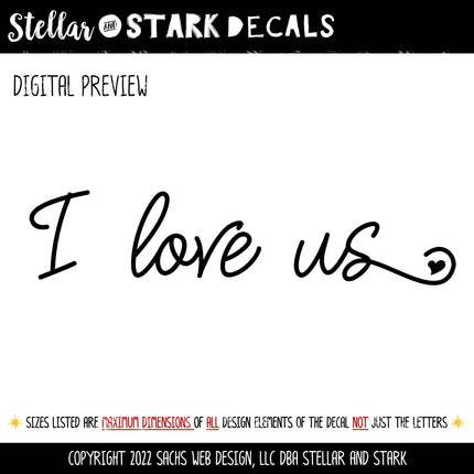 Whimsical I Love Us Vinyl Decal/Sticker