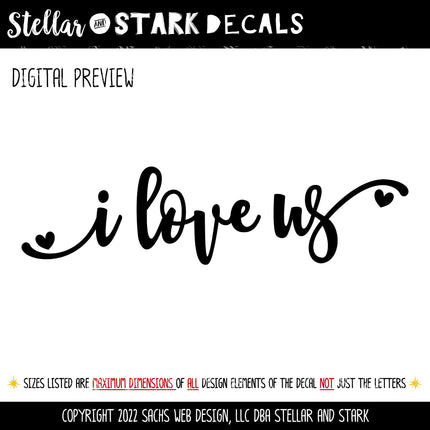 Chunky Script I Love Us Vinyl Decal/Sticker
