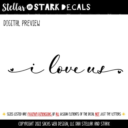 Cursive I Love Us Vinyl Decal/Sticker