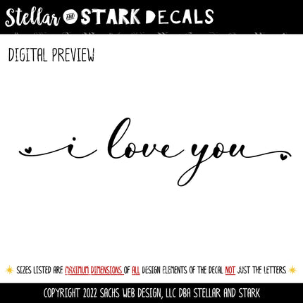 Cursive I Love You Vinyl Decal/Sticker
