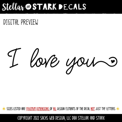 Whimsical I Love You Vinyl Decal/Sticker