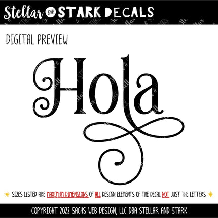 Ornamental Hola Vinyl Decal/Sticker