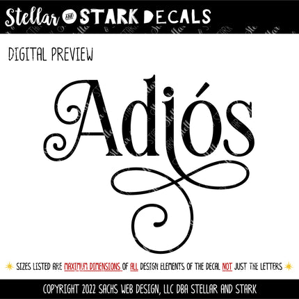 Ornamental Adios Vinyl Decal/Sticker