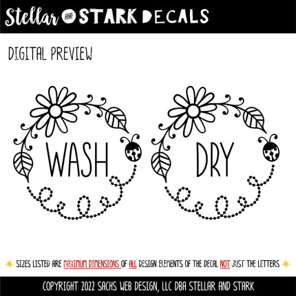 Daisy and Lady Bug Wash Dry Vinyl Decal/Sticker Set