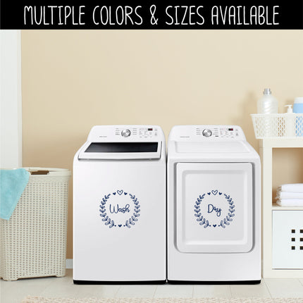 Laurel Leaves Wash Dry Hearts Wreath Vinyl Decal/Sticker Set