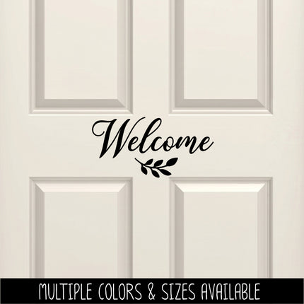 Welcome with Leaves Scroll Vinyl Decal/Sticker