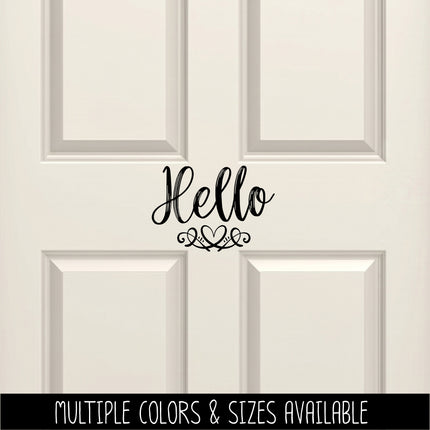 Hello with Heart Scroll Vinyl Decal/Sticker