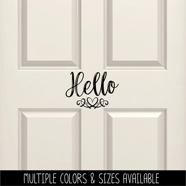 Hello with Heart Scroll Vinyl Decal/Sticker