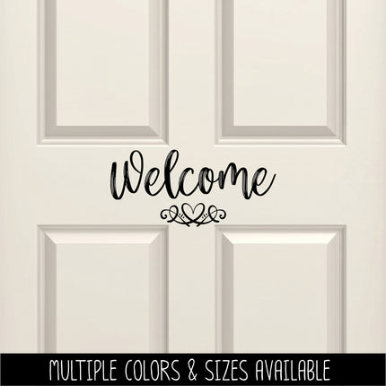 Welcome with Heart Scroll Vinyl Decal/Sticker