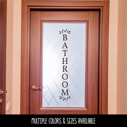 Vertical Bathroom with Curved Leaves Vinyl Decal/Sticker