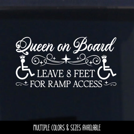 Queen On Board Handicap Wheelchair Ramp Access Decal/Sticker
