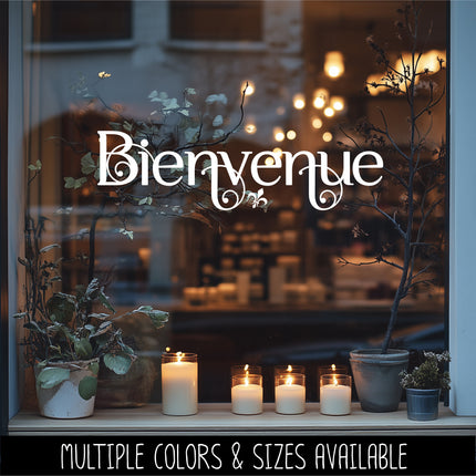 Scrolling Bienvenue French Welcome Vinyl Decal Sticker