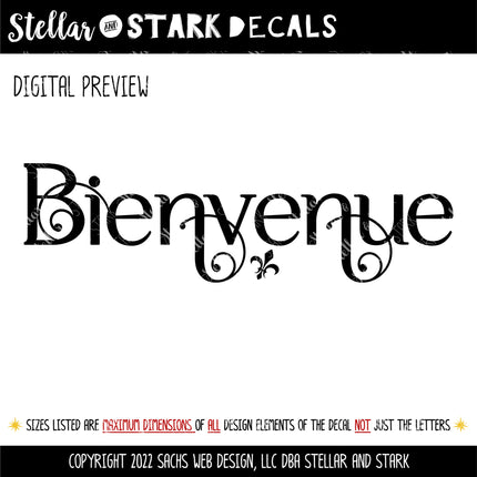 Scrolling Bienvenue French Welcome Vinyl Decal Sticker