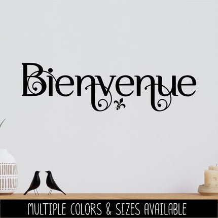 Scrolling Bienvenue French Welcome Vinyl Decal Sticker