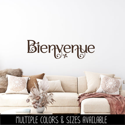 Scrolling Bienvenue French Welcome Vinyl Decal Sticker