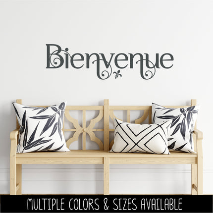 Scrolling Bienvenue French Welcome Vinyl Decal Sticker