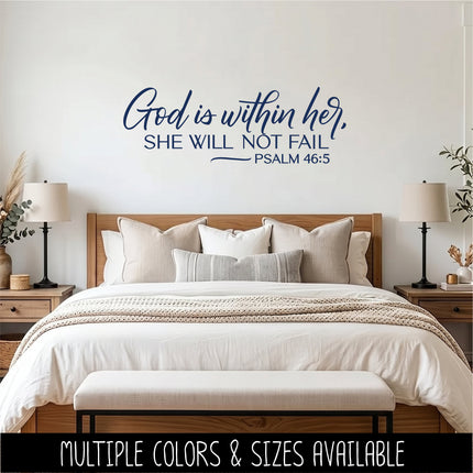 God is Within Her, She Will Not Fail - Psalm 46:5 Vinyl Decal Sticker