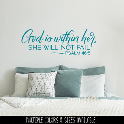 God is Within Her, She Will Not Fail - Psalm 46:5 Vinyl Decal Sticker