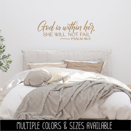God is Within Her, She Will Not Fail - Psalm 46:5 Vinyl Decal Sticker