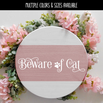 Ornamental Beware of Cat Front Door Vinyl Decal/Sticker