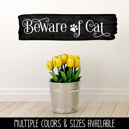 Ornamental Beware of Cat Front Door Vinyl Decal/Sticker